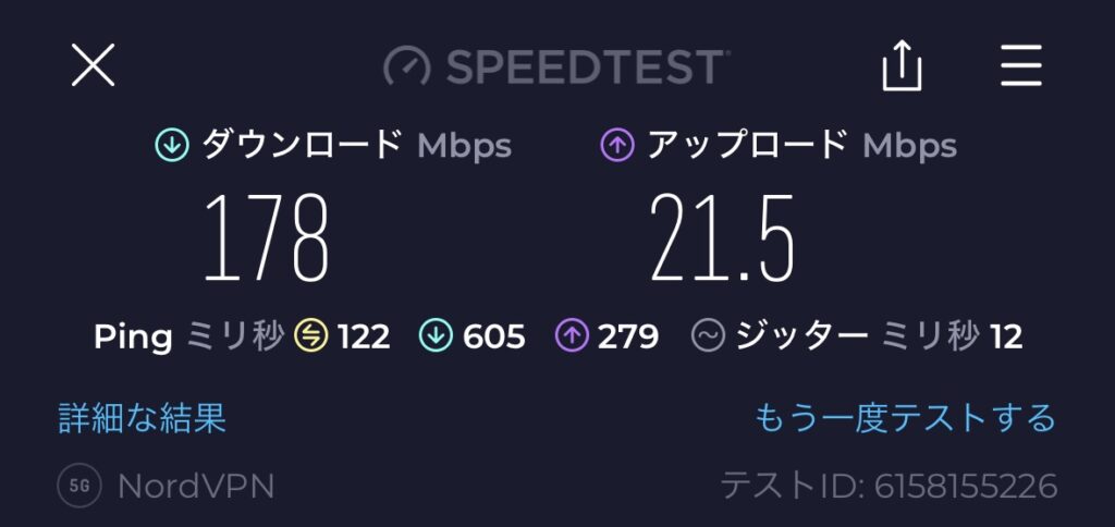 trueのwifi速度の計測結果